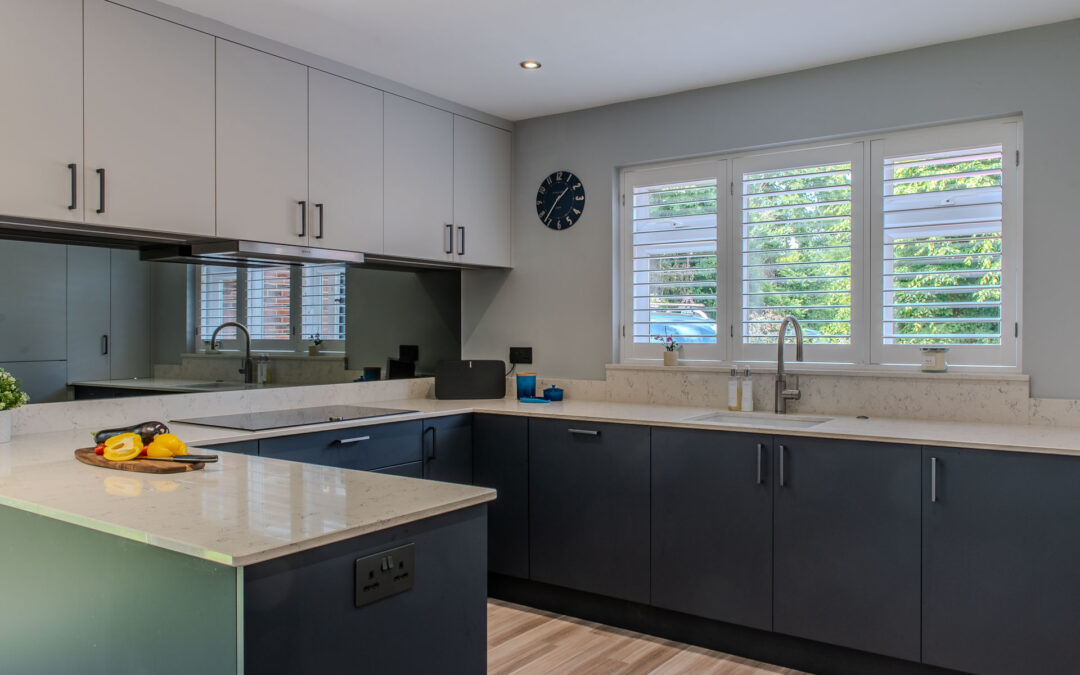 Indigo and Light Grey Kitchen in Hatfield Peverel, Essex